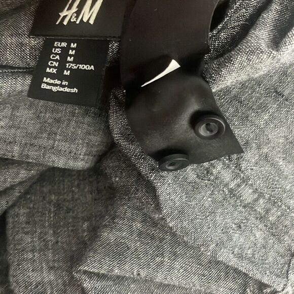 Linen Blend Roll Tab Sleeve Half Button Tunic Top M - Picture 8 of 8